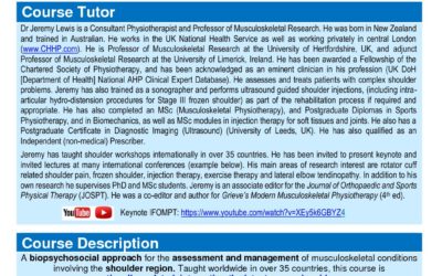 The Schoulder: theory & practice – Prof Jeremy Lewis